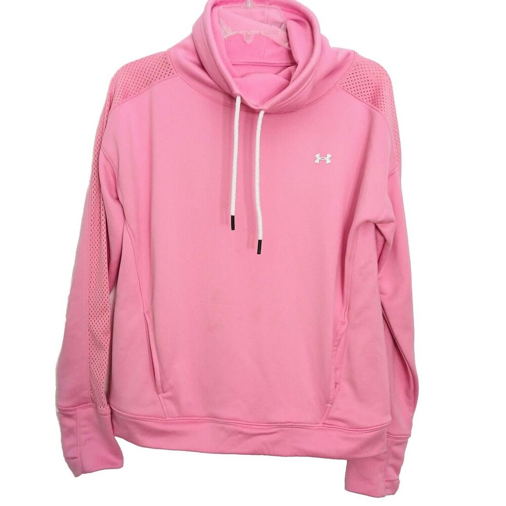 Under Armour PINK Top Size SP COWL NECK Mesh Long Sleeve Loose Coupe Barbiecore